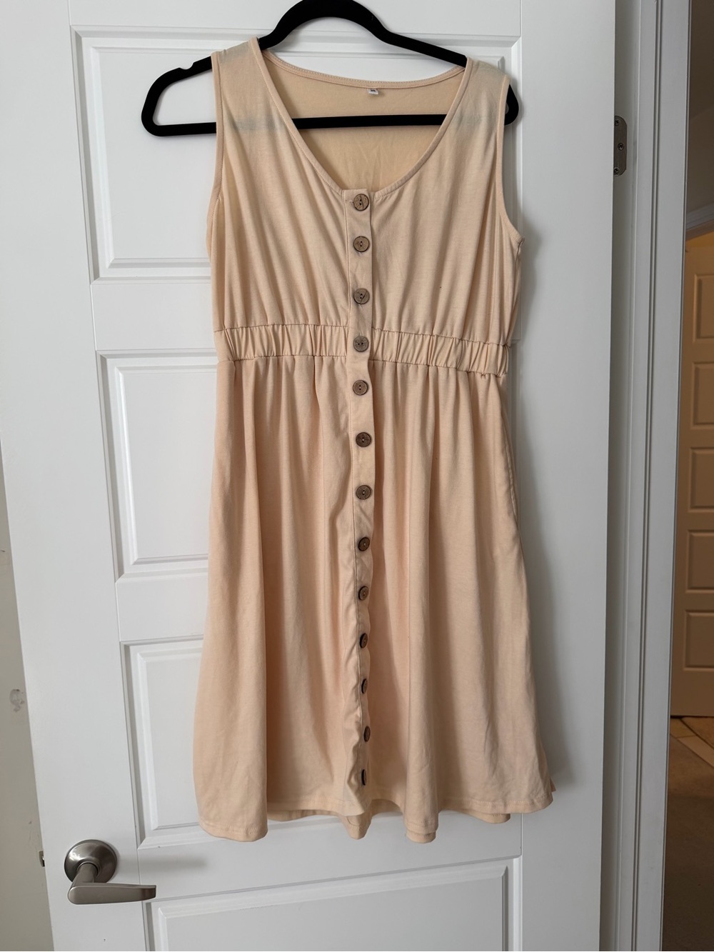 Sleeveless Button-Front Cream Dress